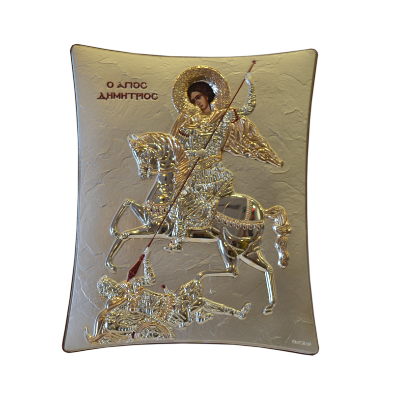 Αγ.Δημήτριος ασημένια με επιχρύσωμα