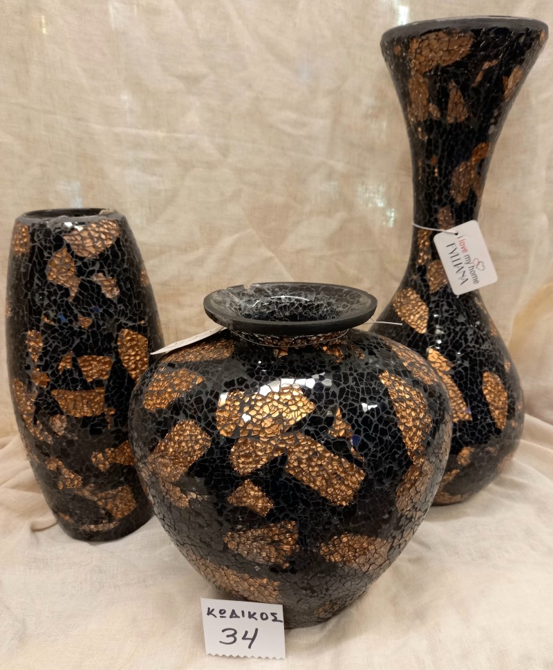 Γυάλινη σειρά κρακελέ - Μαύρο Μπρονζέ